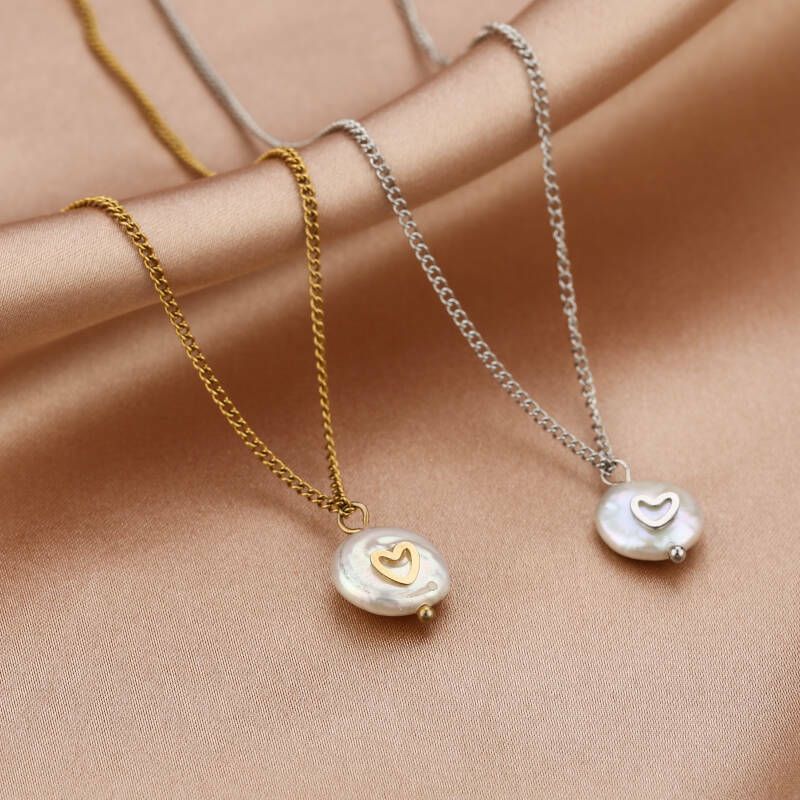 Ketting Pearl Heart Goud