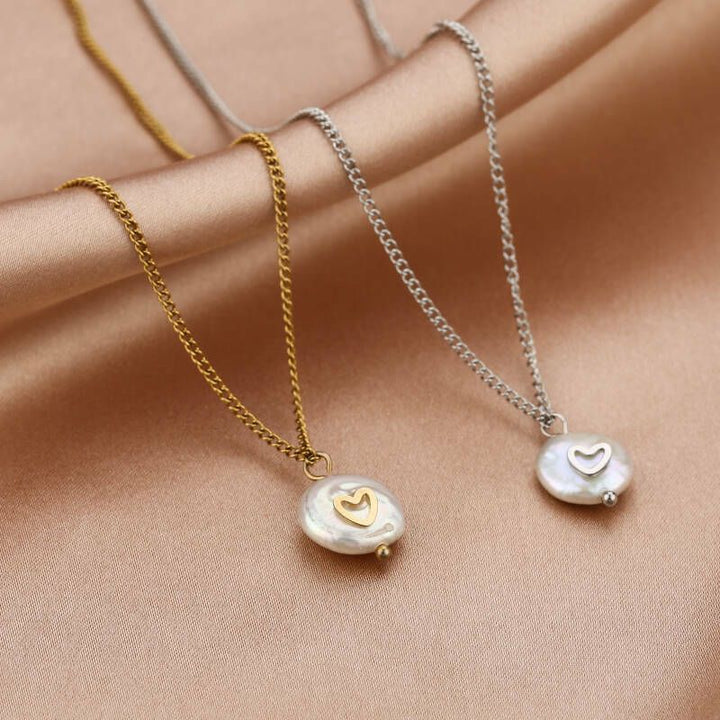 Ketting Pearl Heart Goud