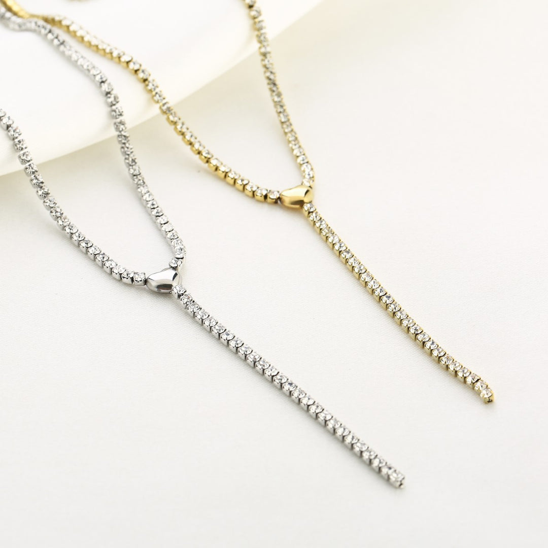Ketting Y Strass Goud