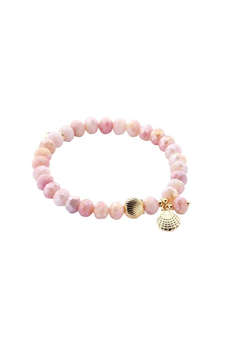 Kralenarmband Facet Summer Schelpje Roze