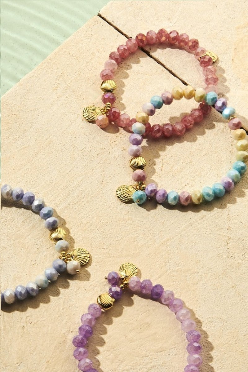 Kralenarmband Facet Summer Schelpje Roze