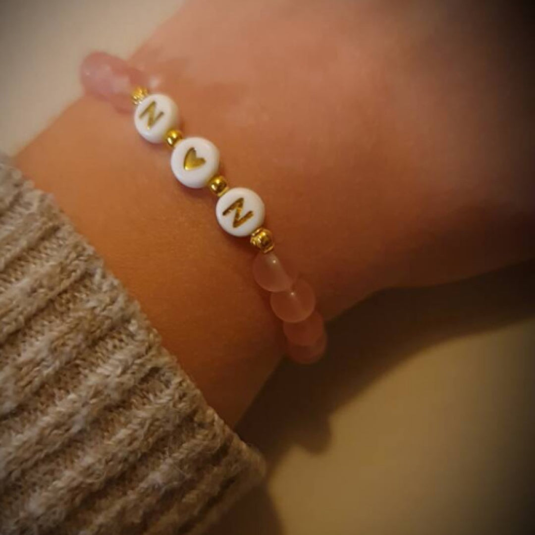 Kralenarmband Rozenkwarts Gepersonaliseerd