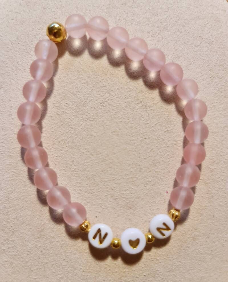 Kralenarmband Rozenkwarts Gepersonaliseerd