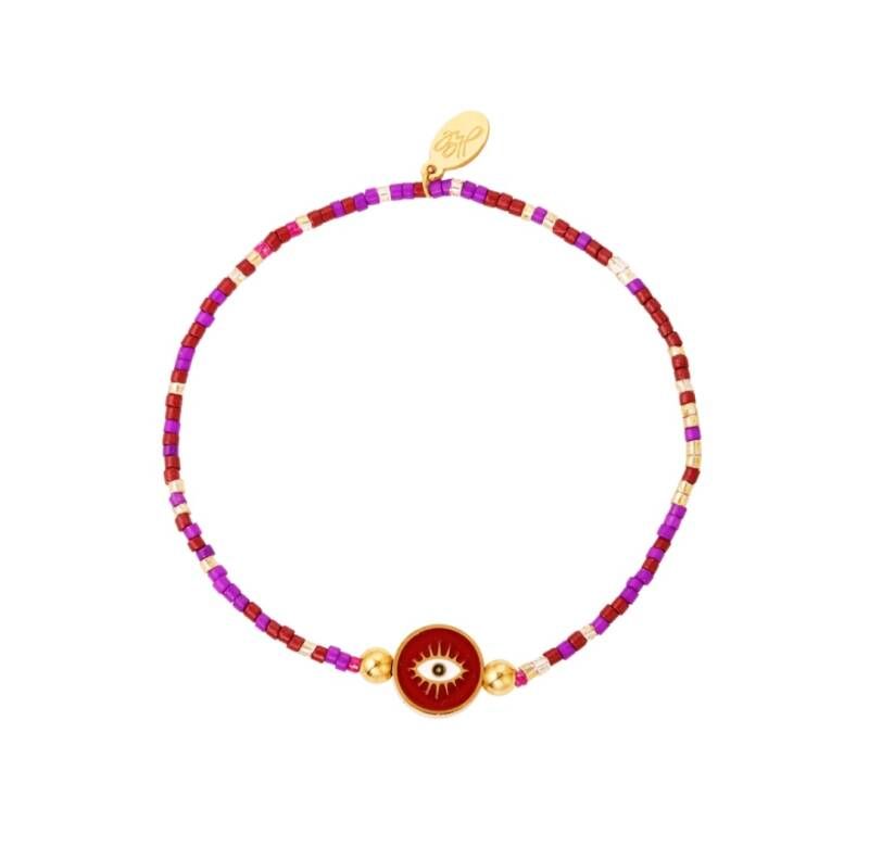 Kralenarmband Spiritueel Oog Burgundy