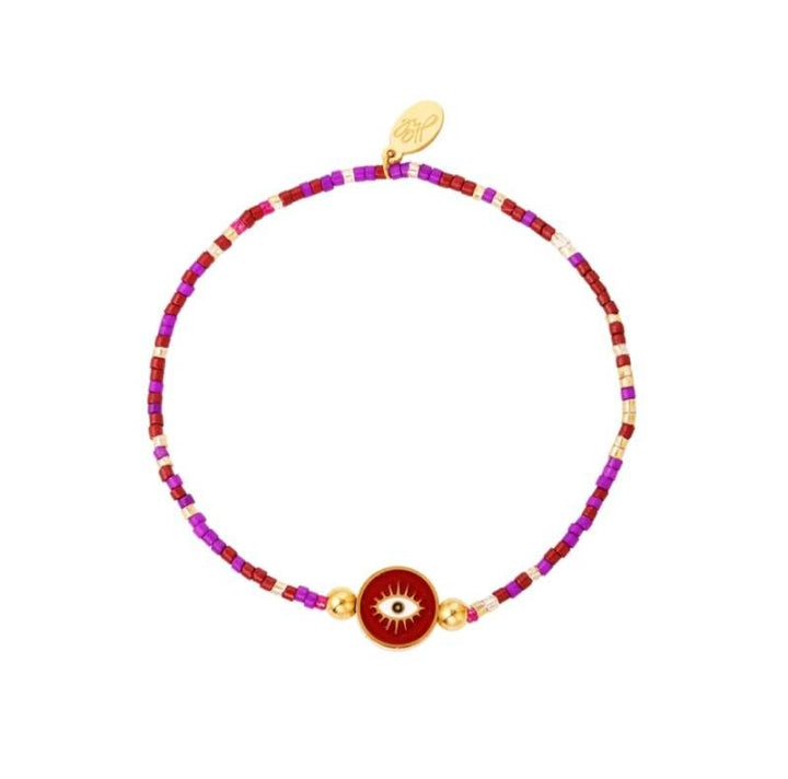 Kralenarmband Spiritueel Oog Burgundy