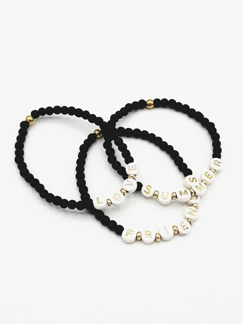 Kralenarmband Tekst Black