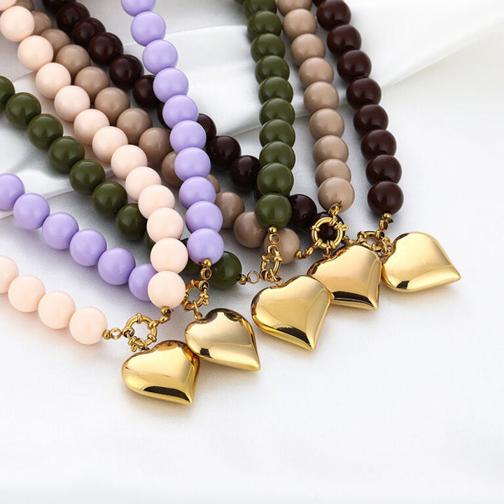 Kralenketting Colour Heart Bruin