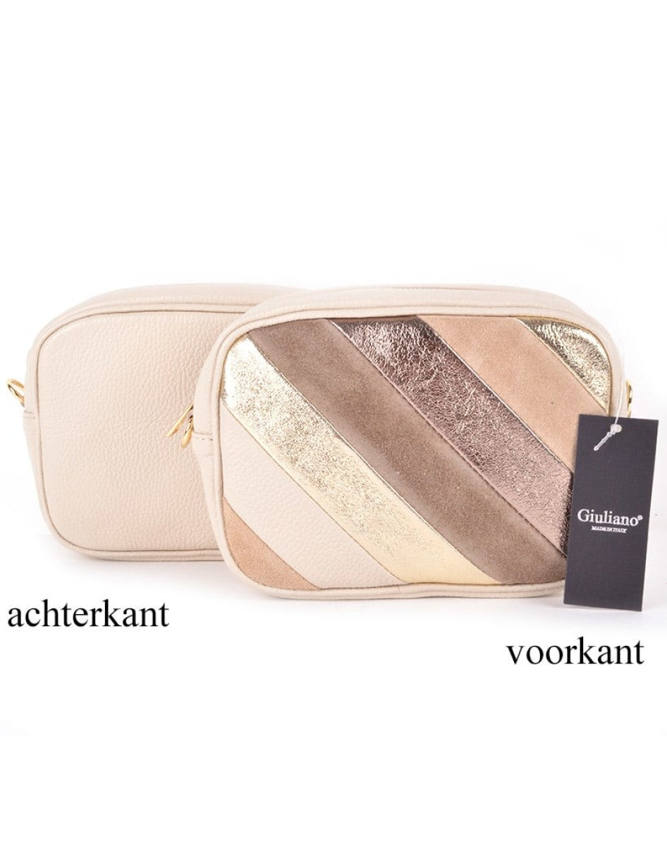 Lederen Schoudertas Metallic Rainbow Gaia Neutral