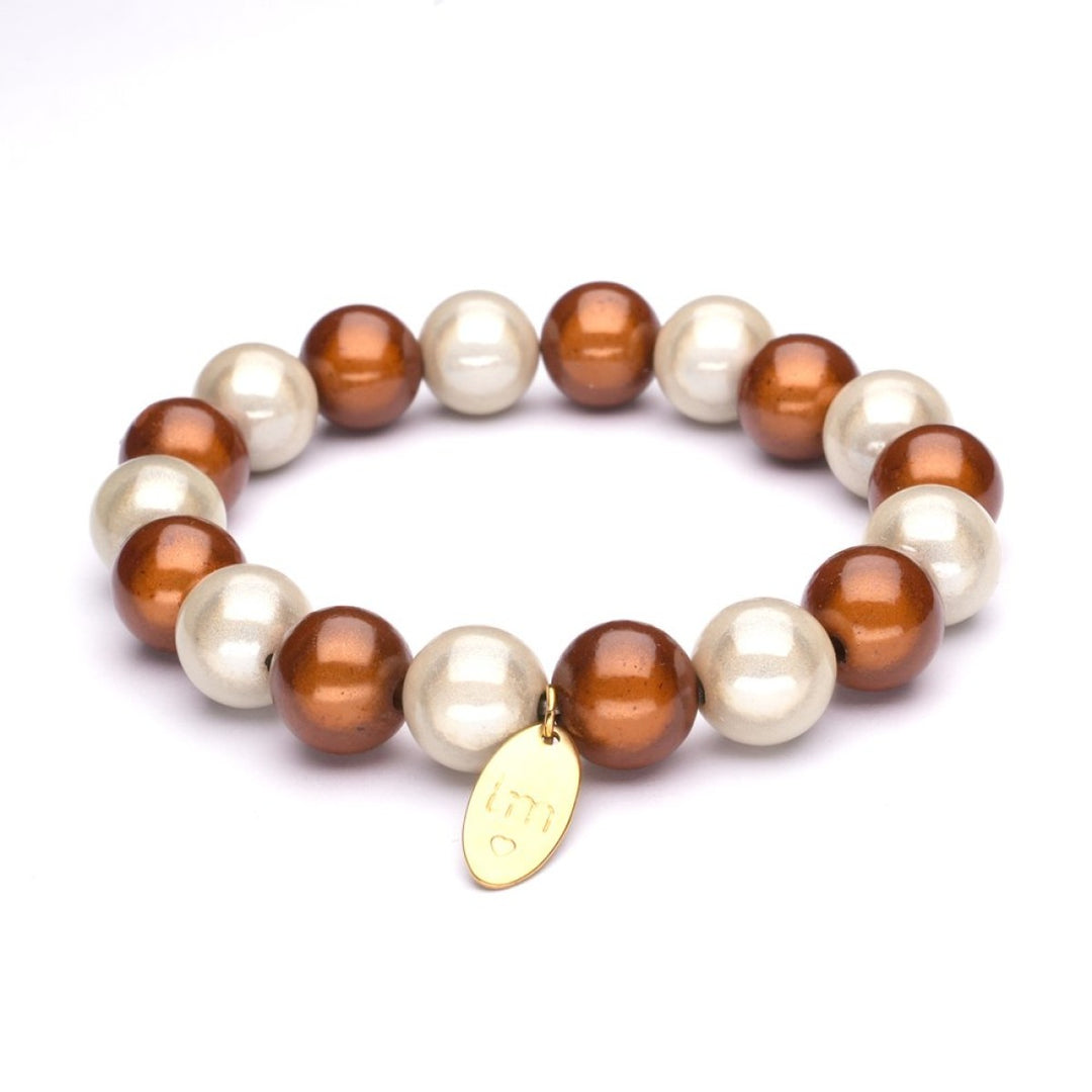 Lizzy Mae Armband Beige Almond 12mm