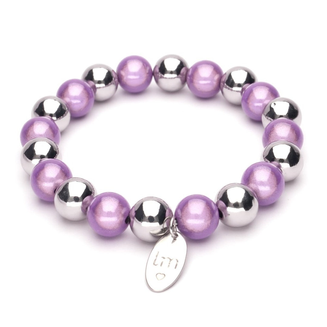 Lizzy Mae Armband Lila Zilver 10mm