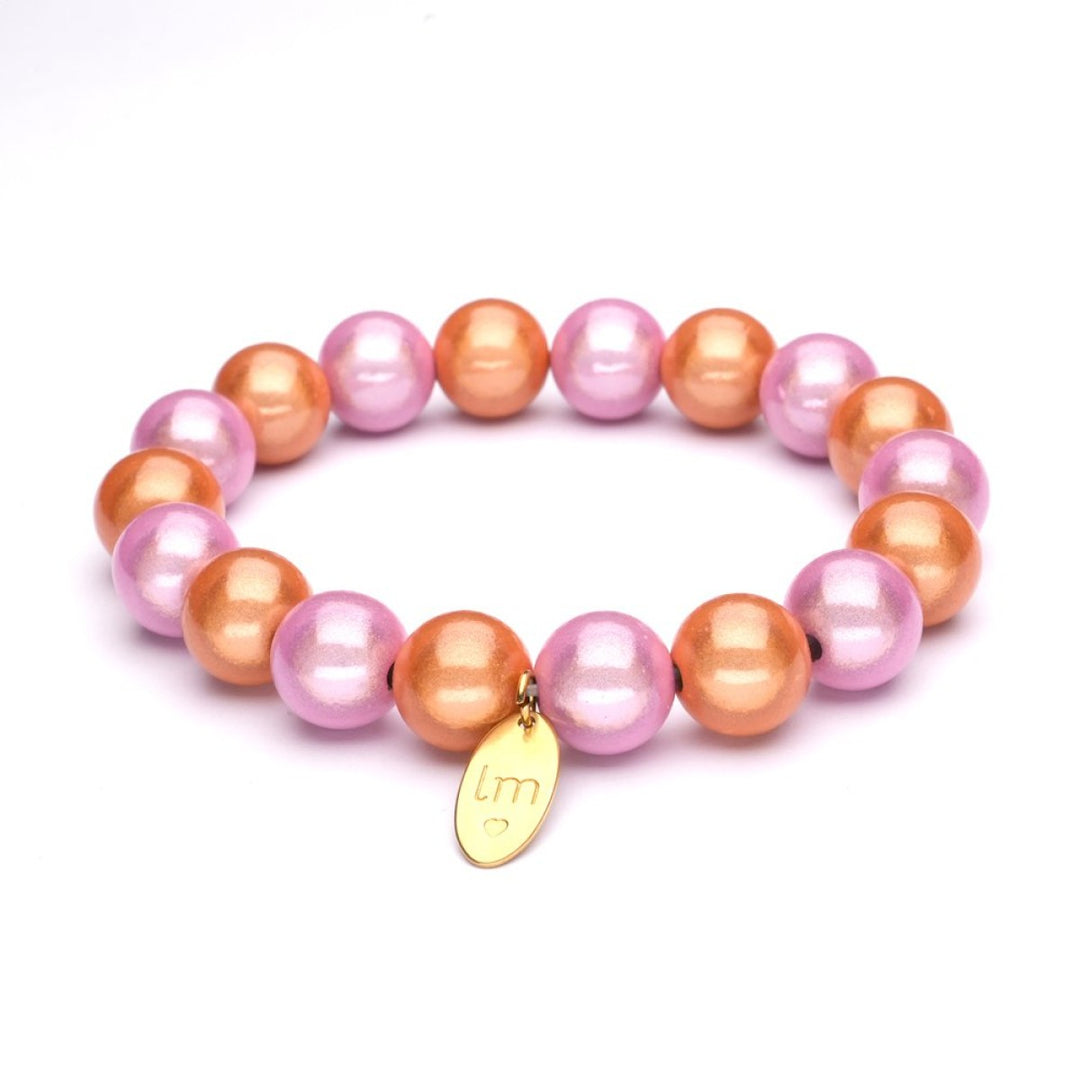 Lizzy Mae Armband Roze Zalm 12mm