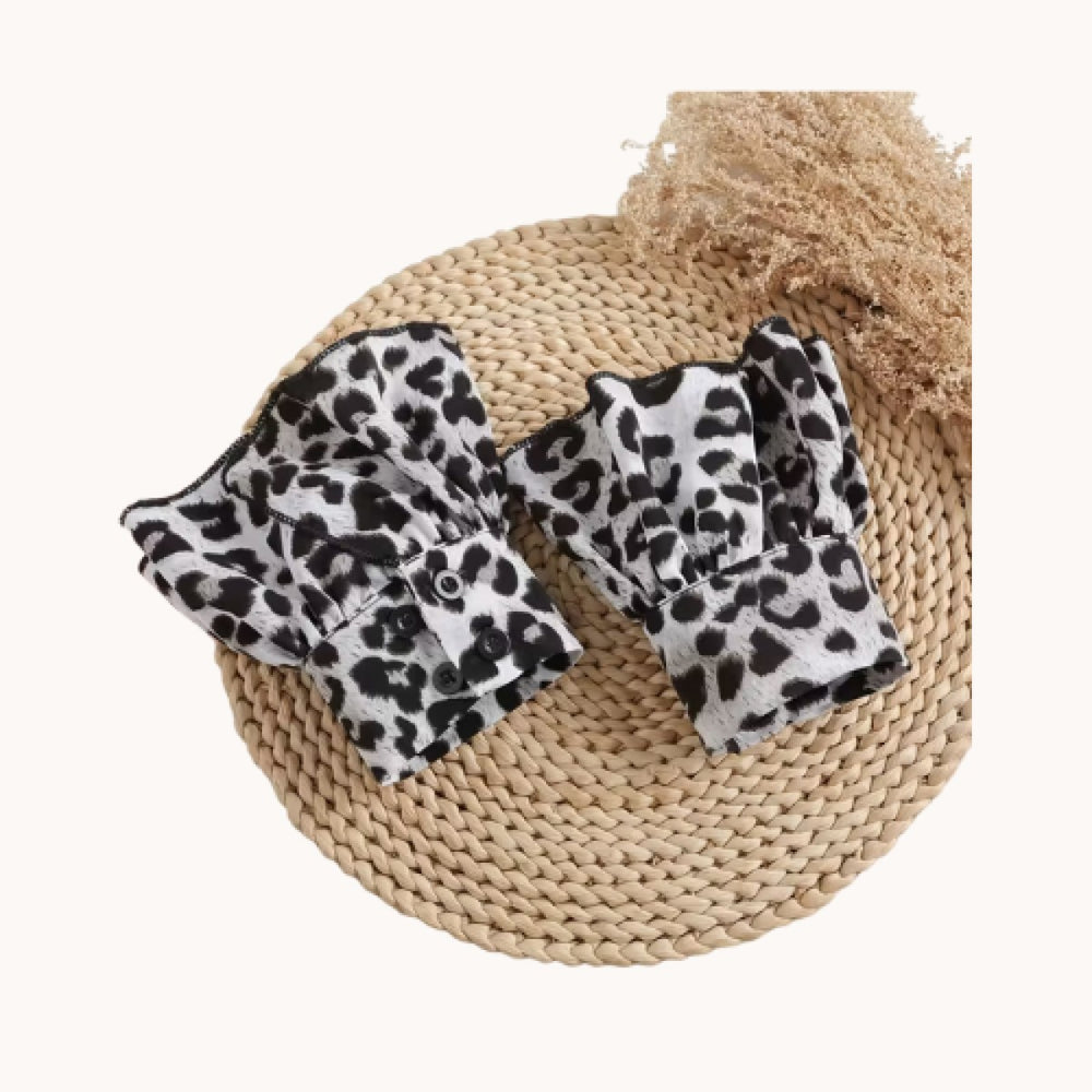 Losse Mouwtjes Machetten Leopard Grijs