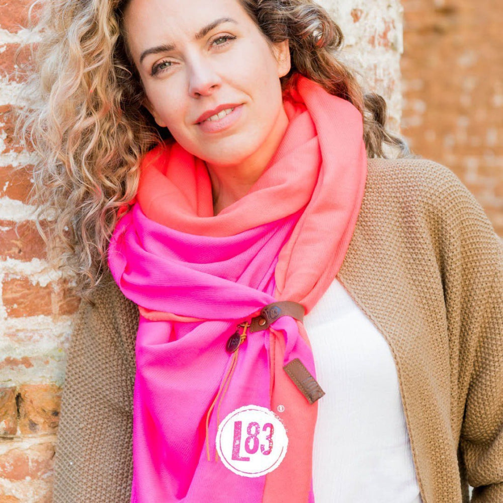 Lot83 Sjaal Fien Twin Neon Oranje Pink