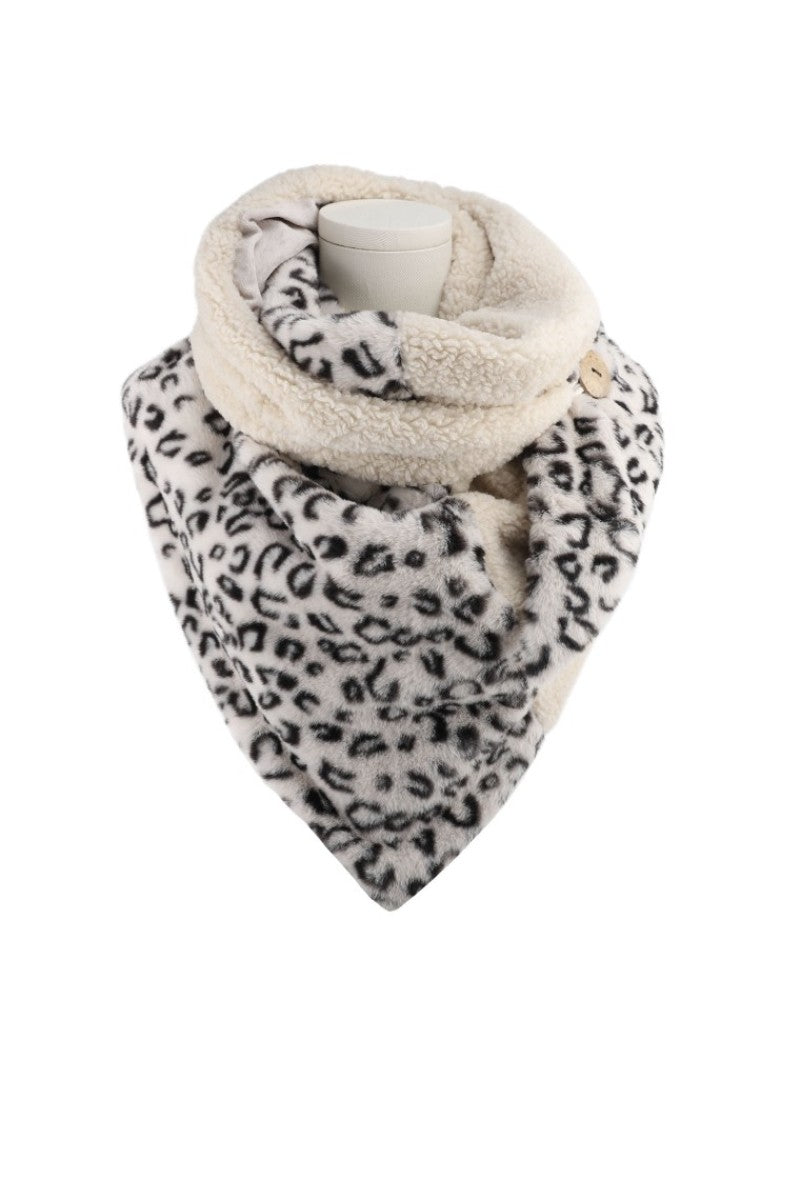 Omslagdoek Vachtsjaal Teddy Leopard Beige