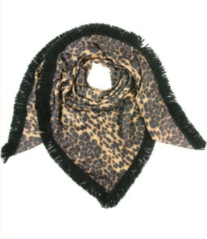 Omslagdoek Vachtsjaal Triangle Leopard Camel
