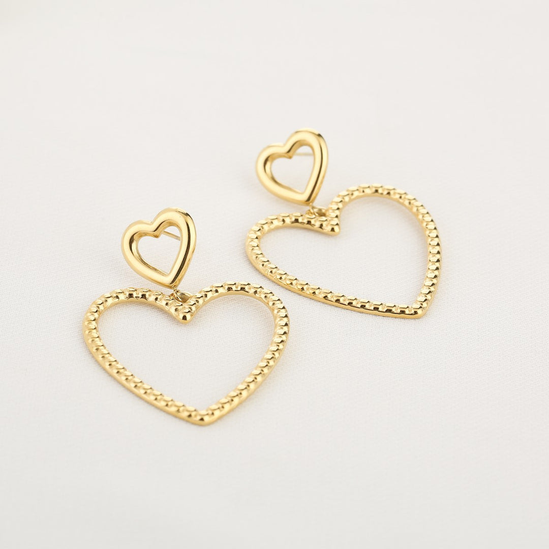 Oorbellen 2 Hearts Goud