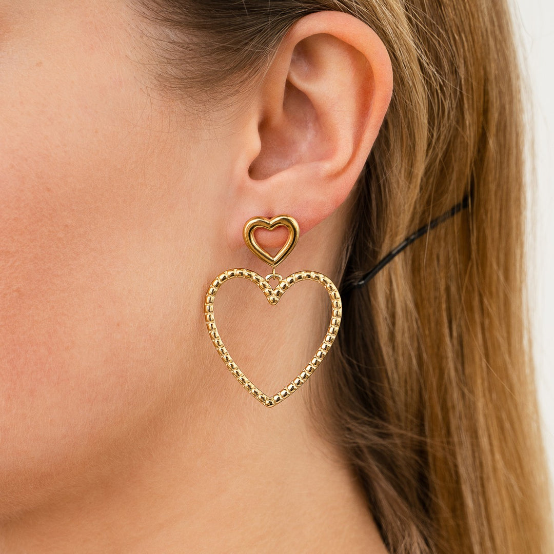Oorbellen 2 Hearts Goud