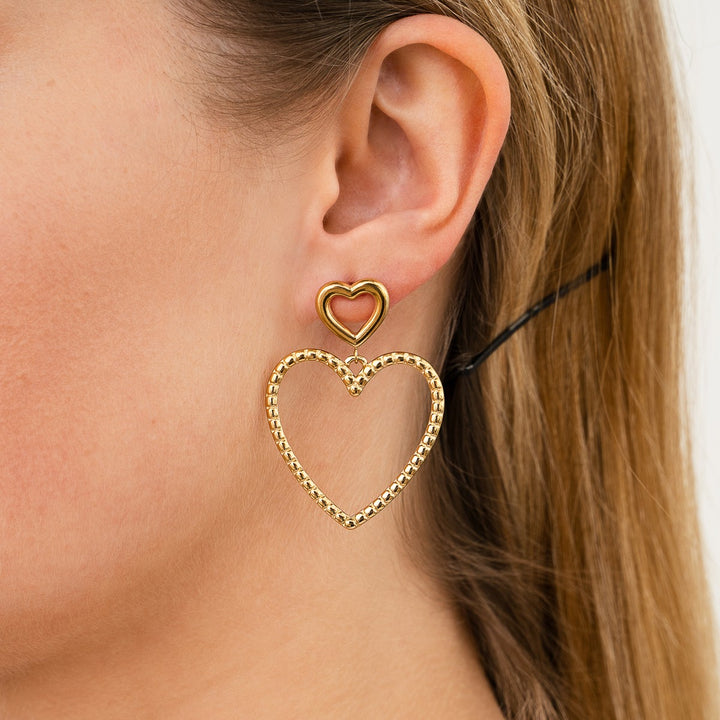 Oorbellen 2 Hearts Goud