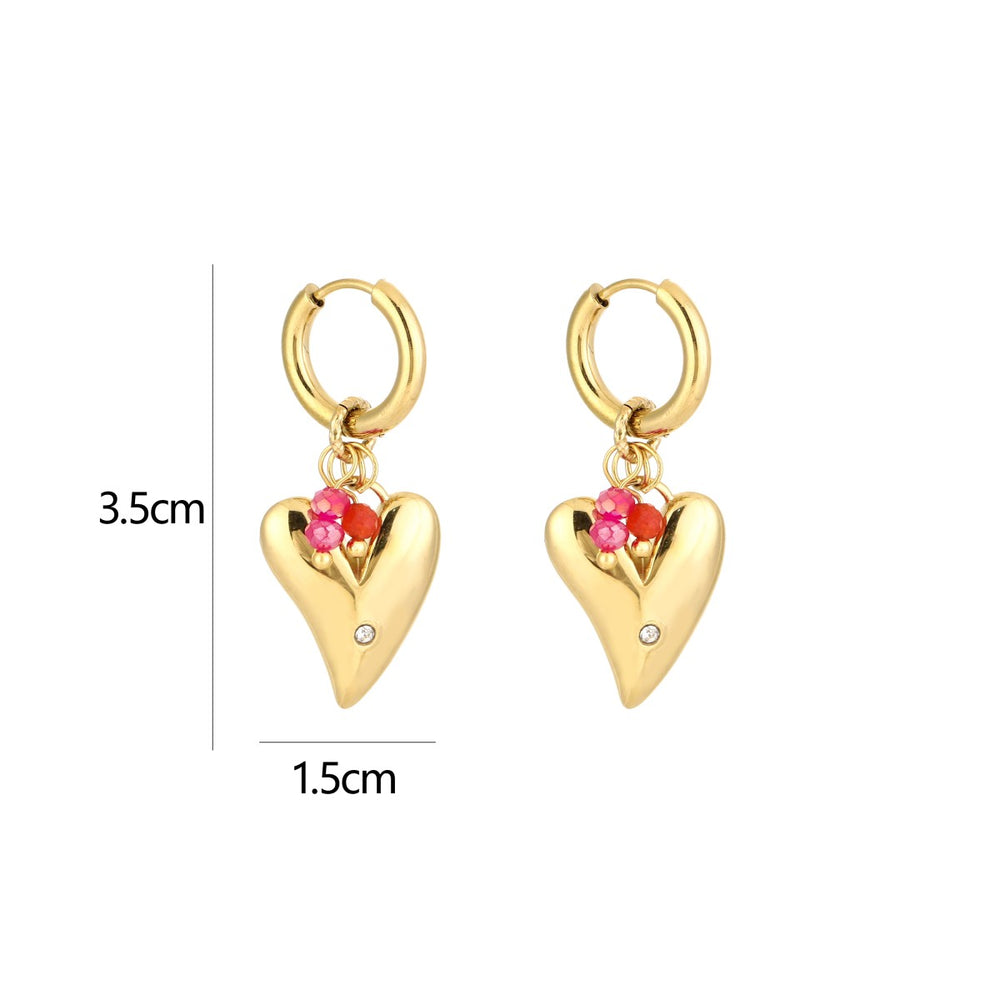 Oorbellen Beaded Heart Goud
