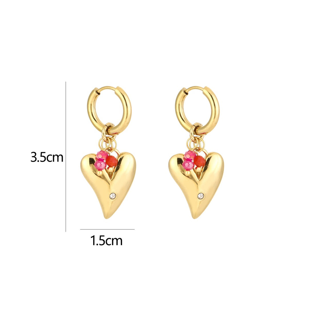Oorbellen Beaded Heart Goud