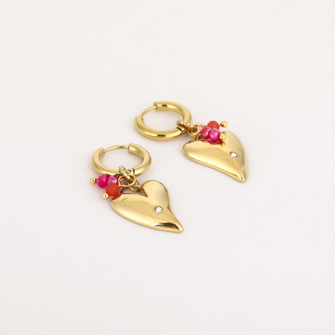 Oorbellen Beaded Heart Goud