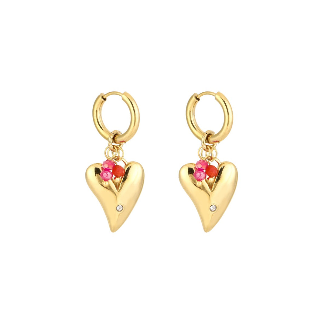 Oorbellen Beaded Heart Goud