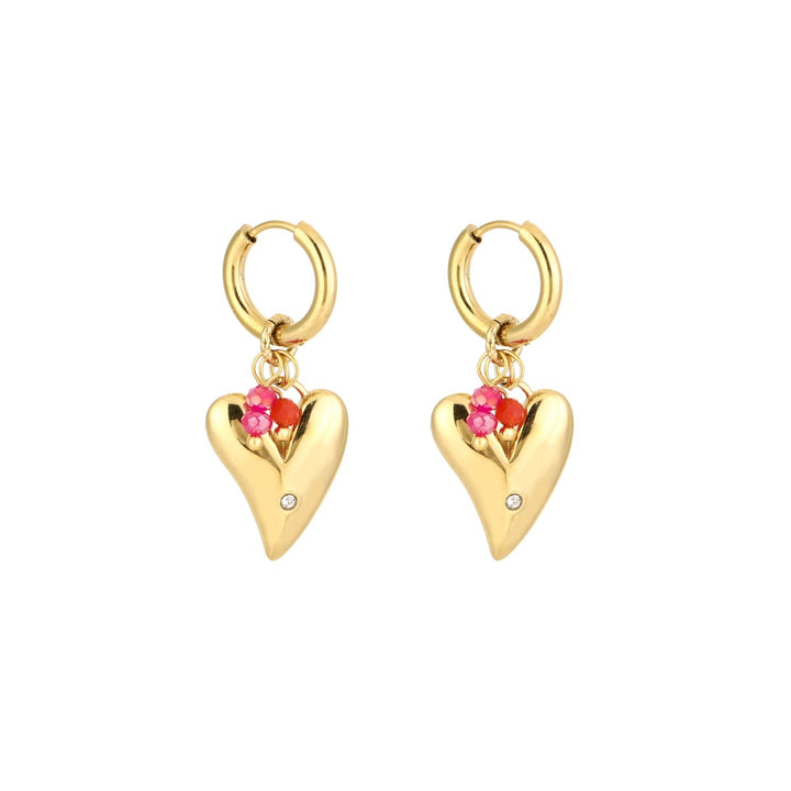 Oorbellen Beaded Heart Goud