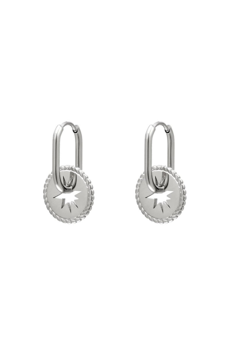 Oorbellen Bedel Munt Ster Zilver