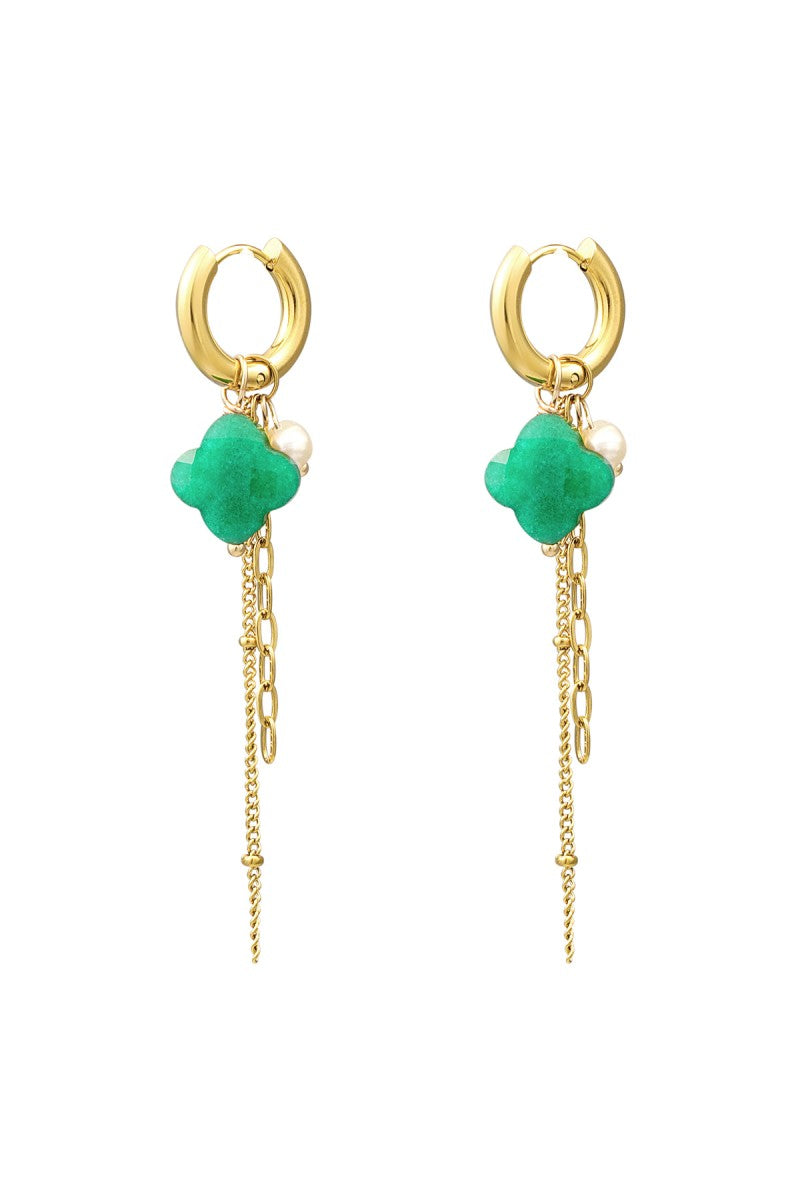Oorbellen | Clover Stone Long