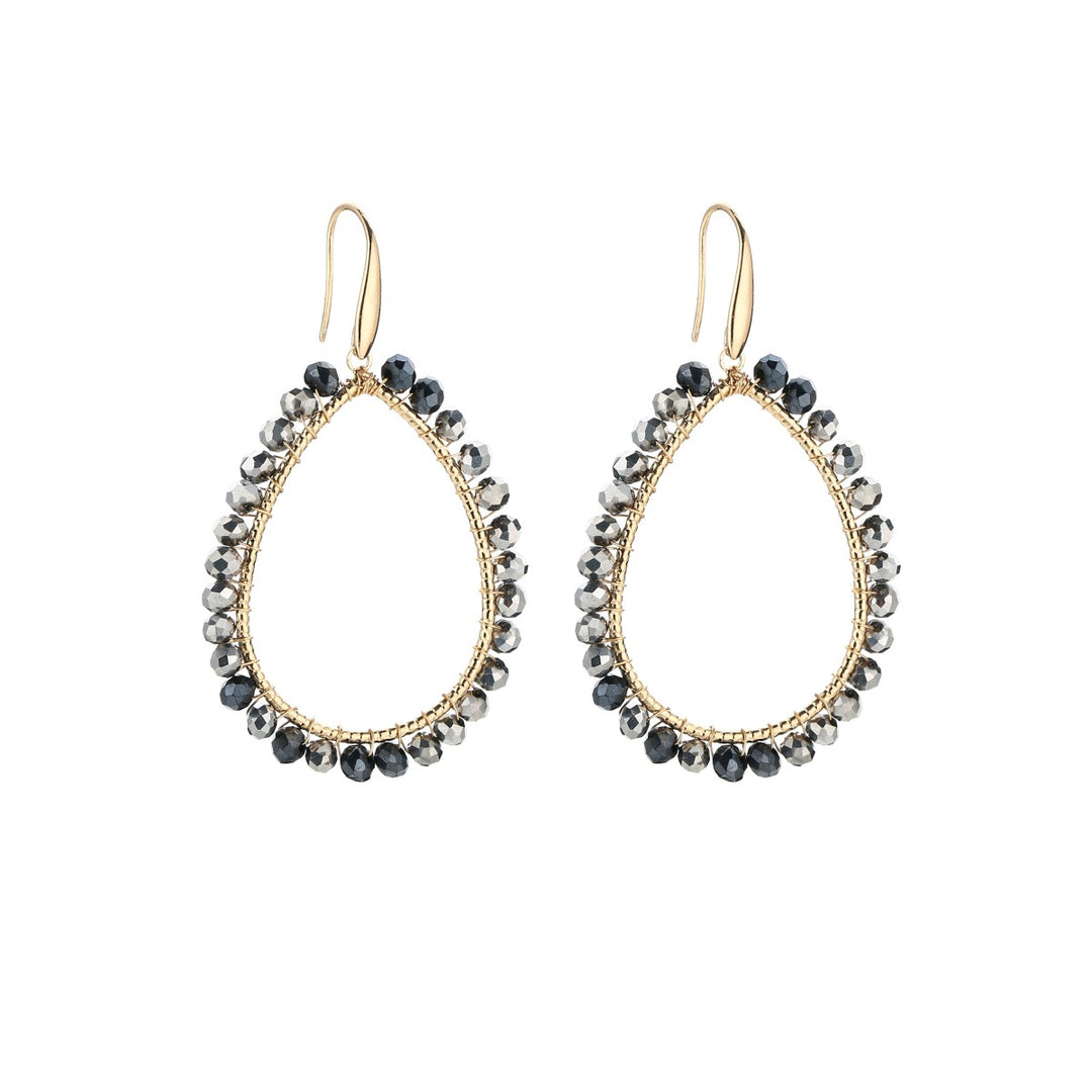 Oorbellen Crystal Druppel Thin Zwart Zilver
