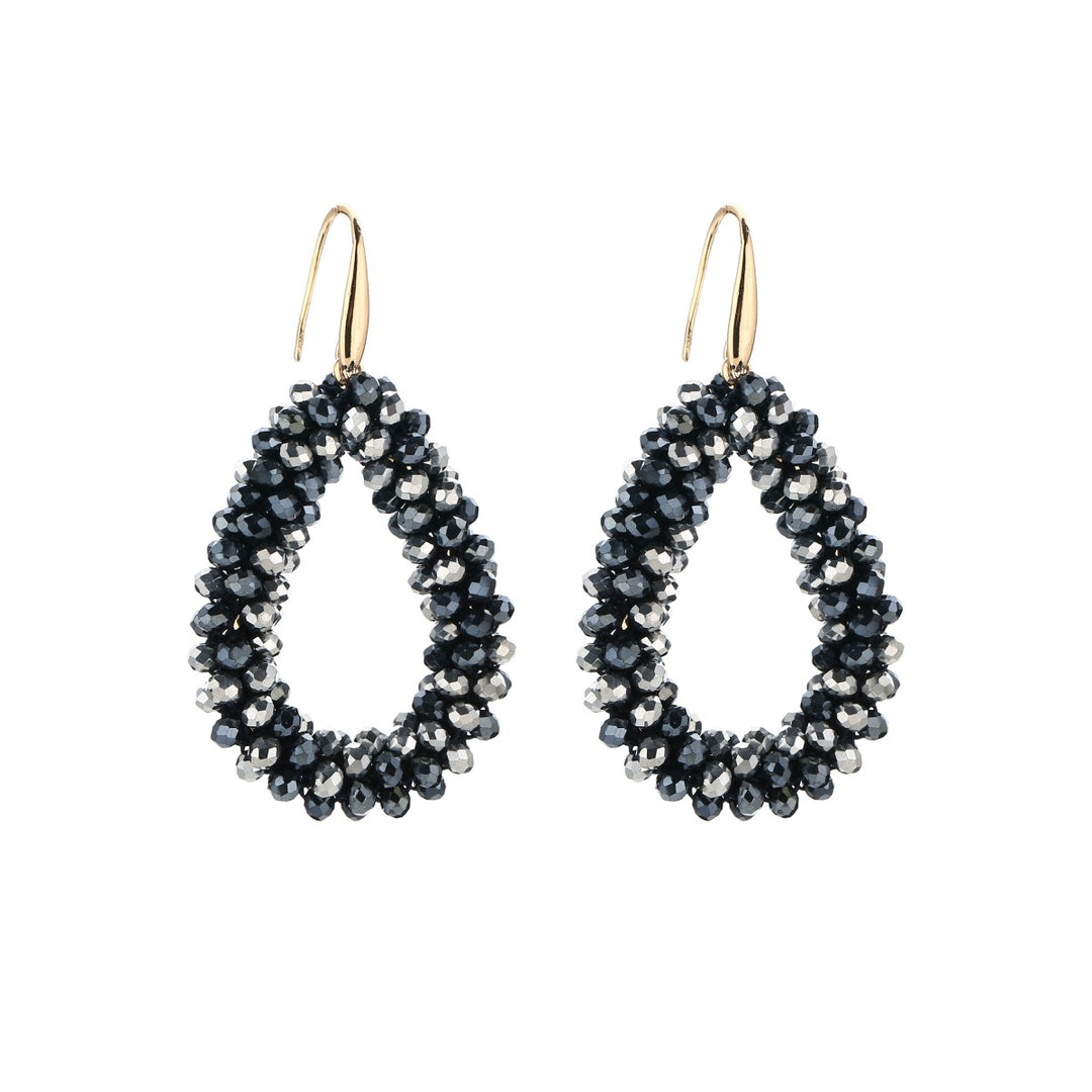 Oorbellen Crystal Druppel Zwart Zilver