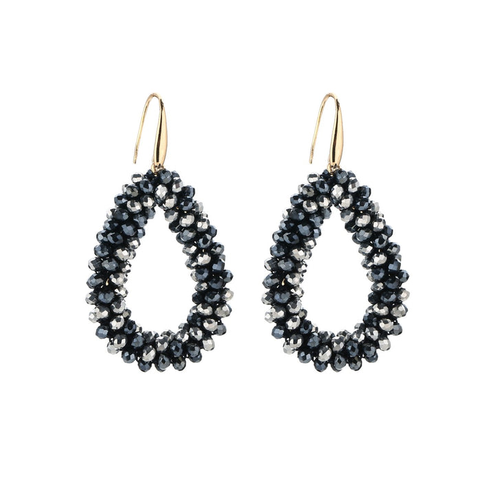 Oorbellen Crystal Druppel Zwart Zilver