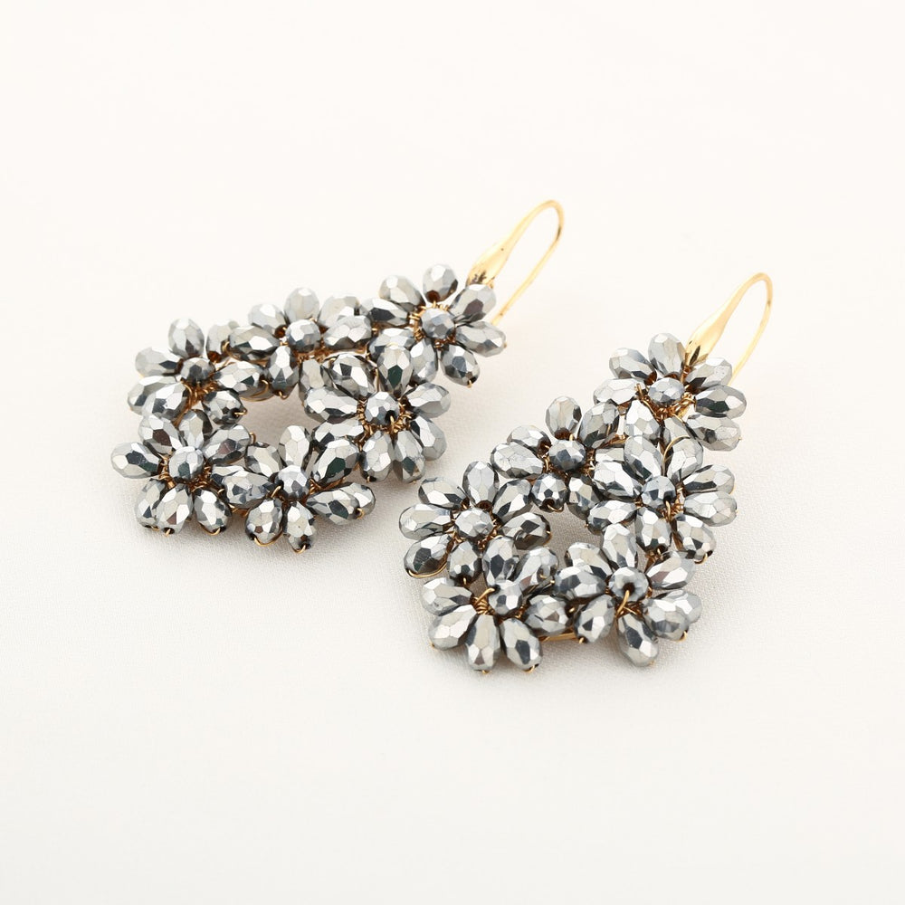 Oorbellen Crystal Flower Zilver