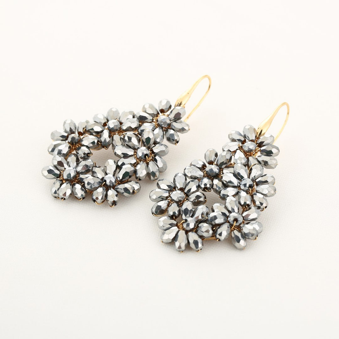 Oorbellen Crystal Flower Zilver