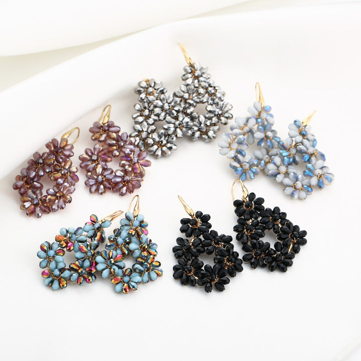 Oorbellen Crystal Flower Zilver