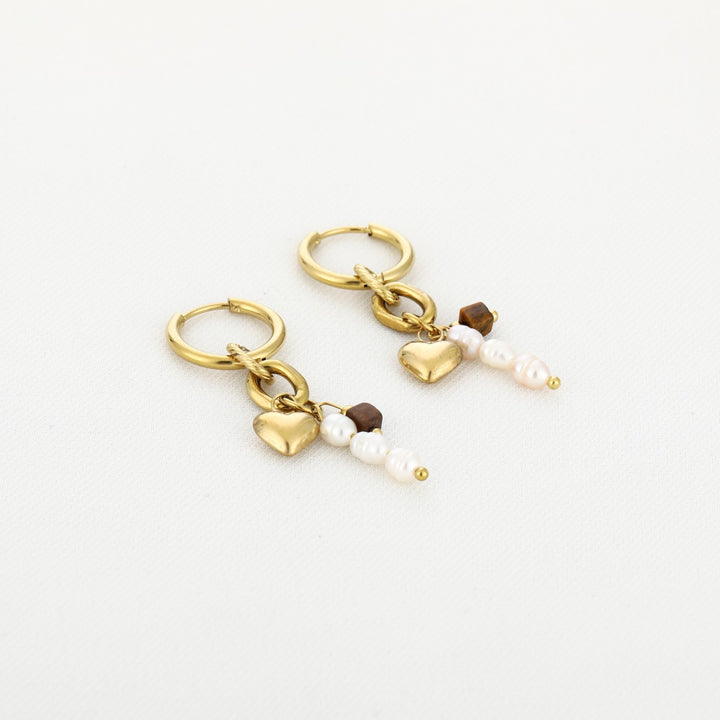 Oorbellen Dangling Love Brown