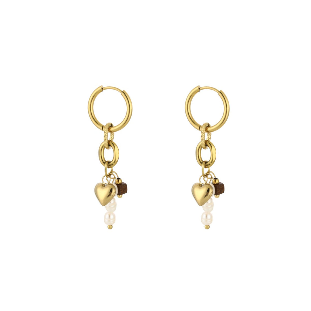 Oorbellen Dangling Love Brown