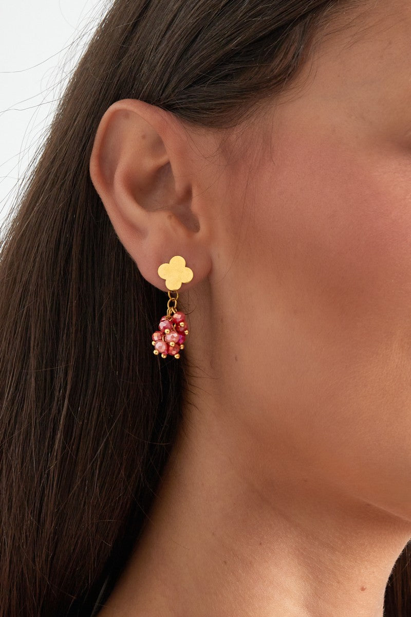 Oorbellen Festive Clover Roze