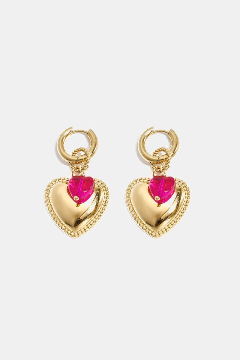Oorbellen Fuschia Love Heart