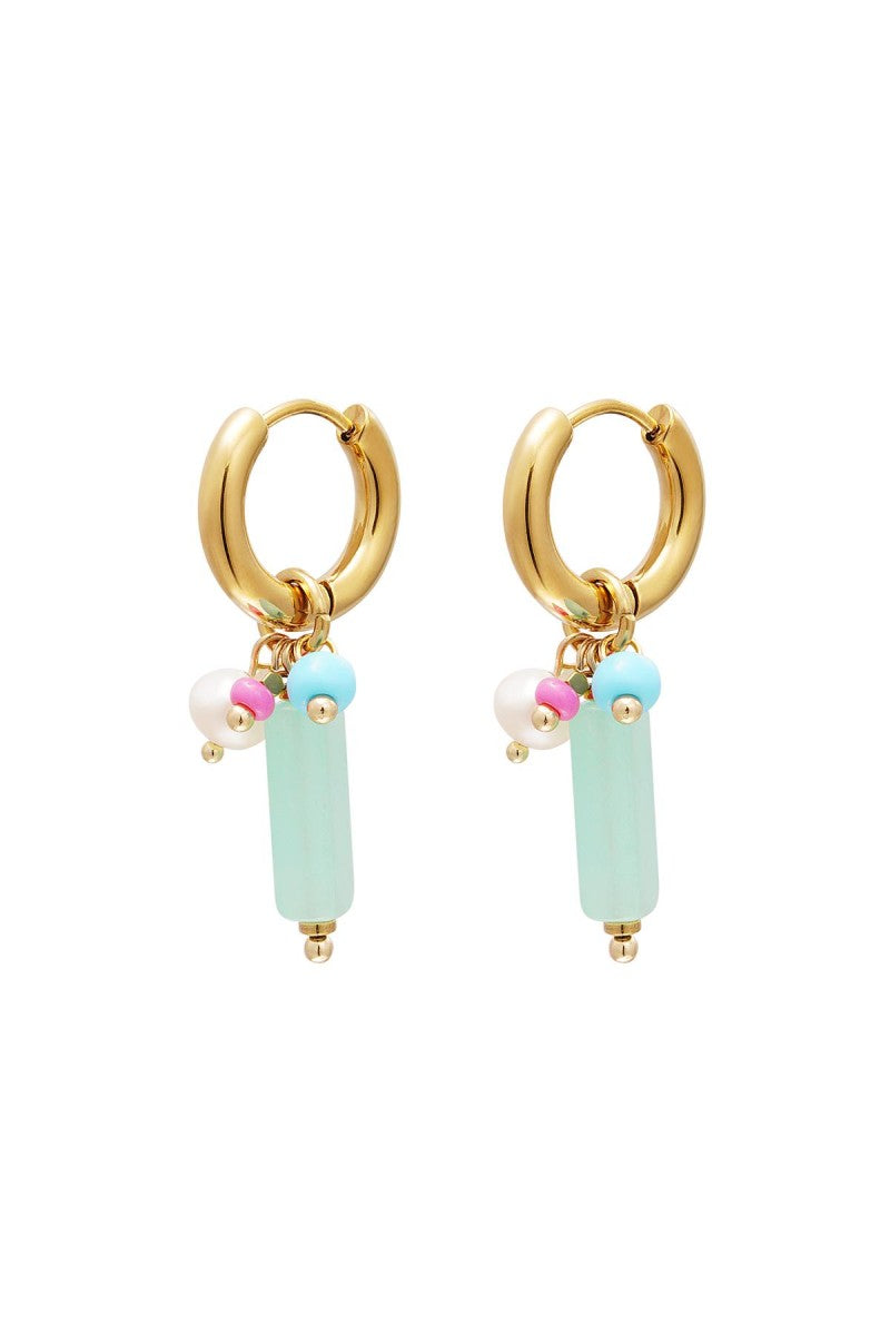 Oorbellen Gem Dangling Bar Turkoois