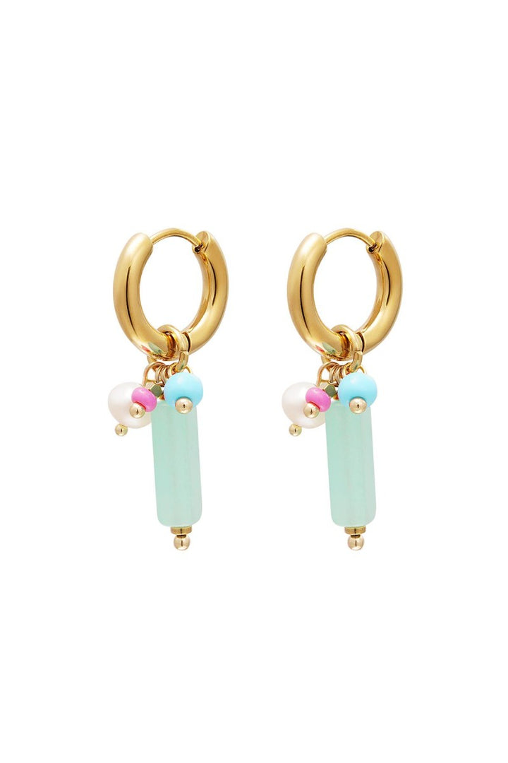Oorbellen Gem Dangling Bar Turkoois