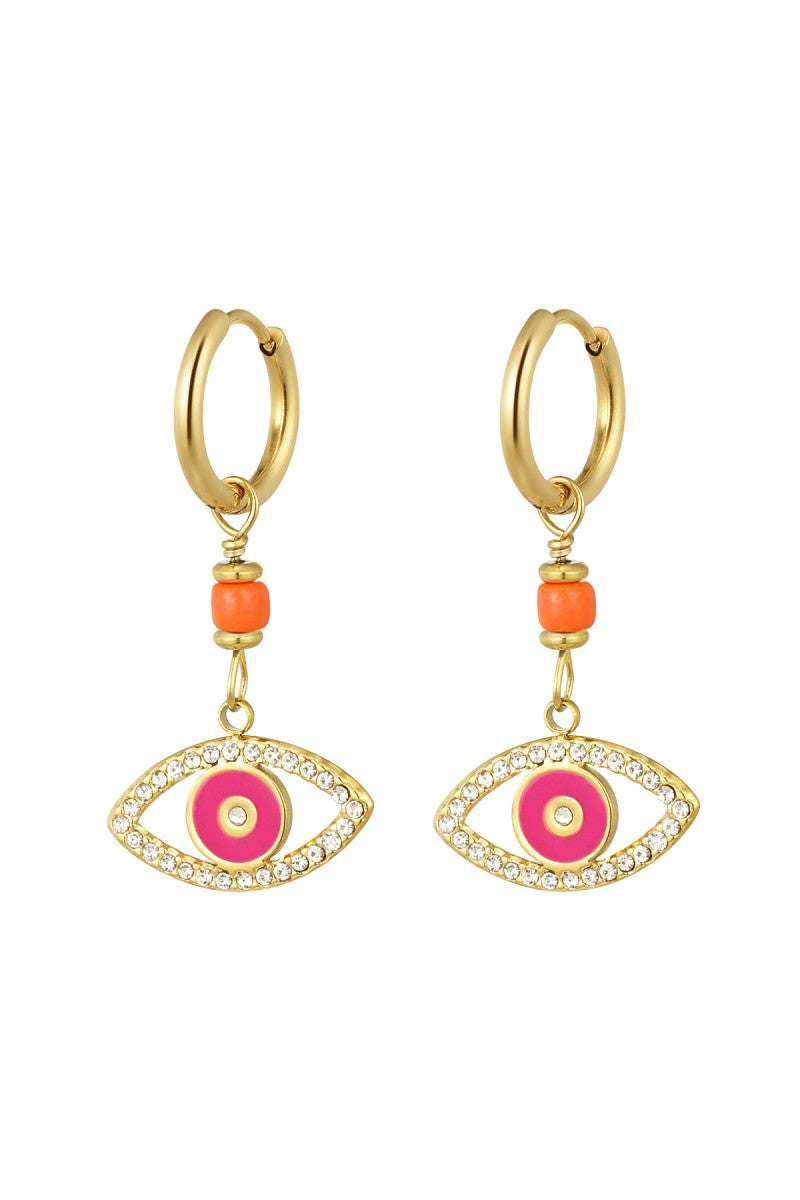 Oorbellen Hanger Oog Roze