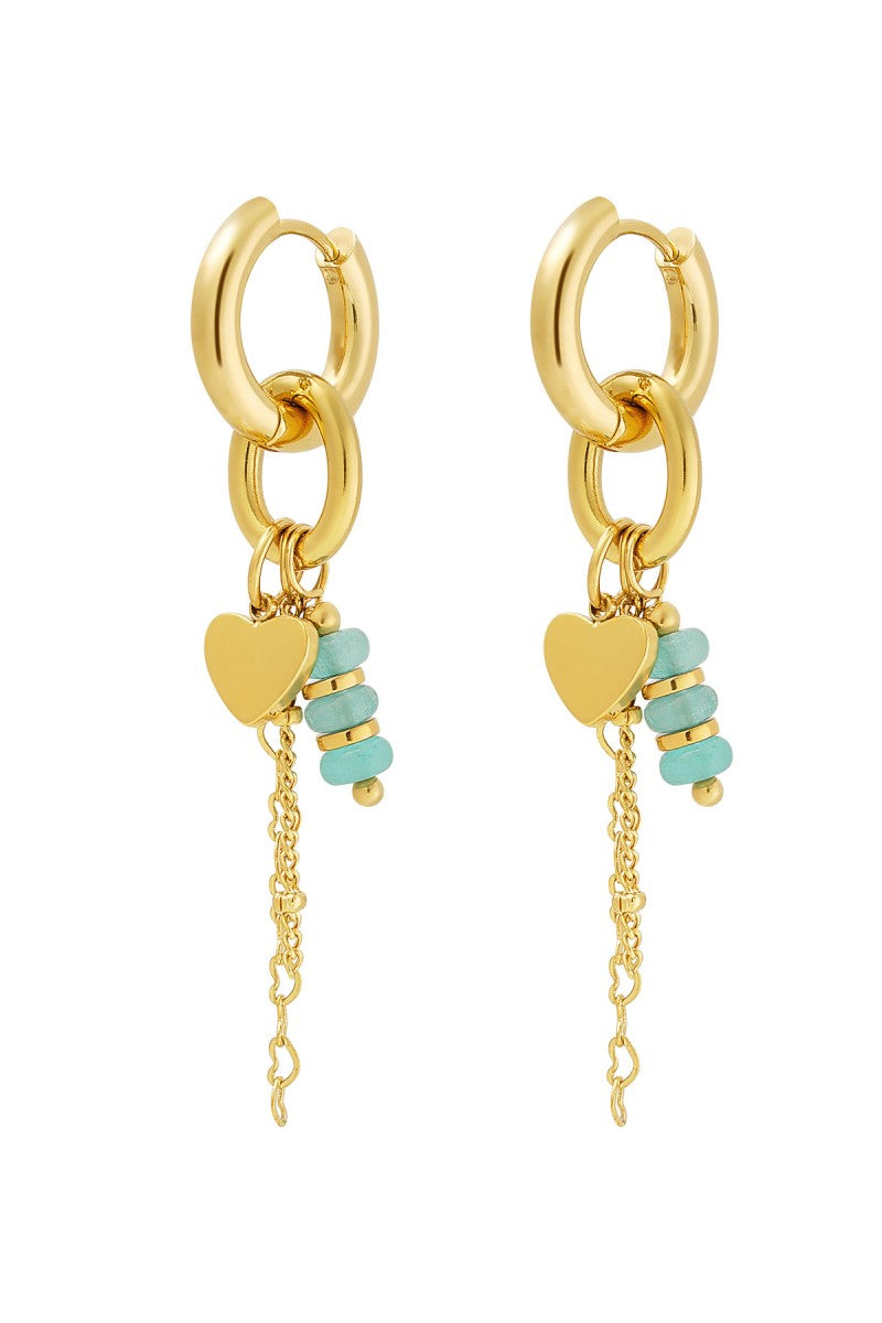 Oorbellen Heart Chain Turkoois
