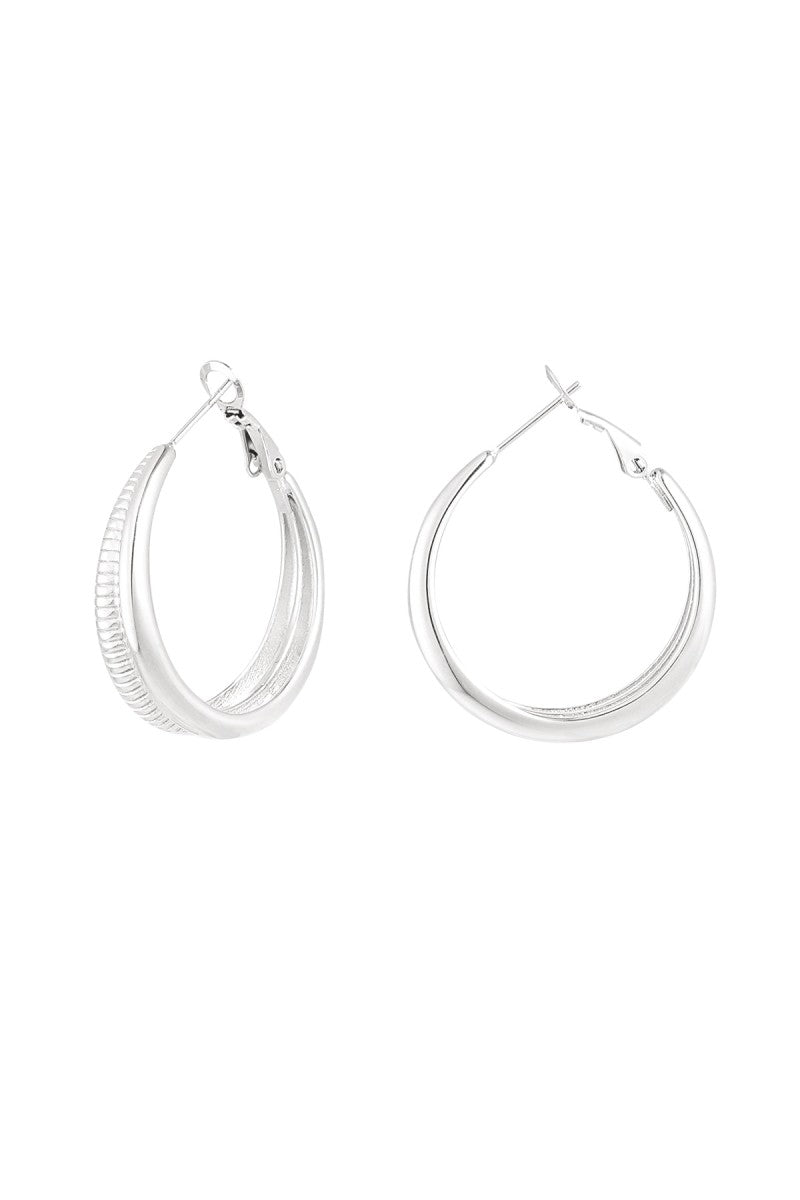 Oorbellen Hoops Printed 3cm Zilver