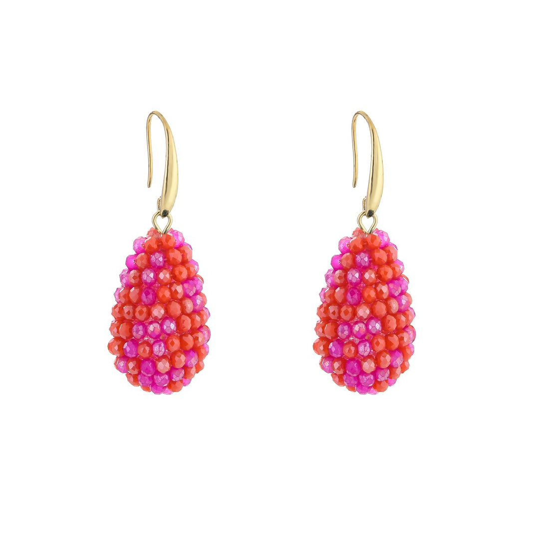 Oorbellen Kralen Drops Fuschia Mix