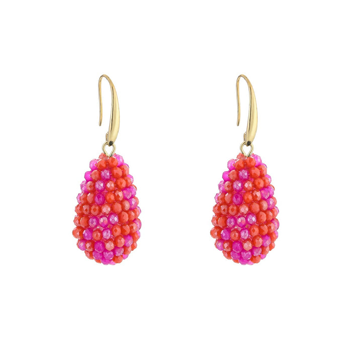 Oorbellen Kralen Drops Fuschia Mix