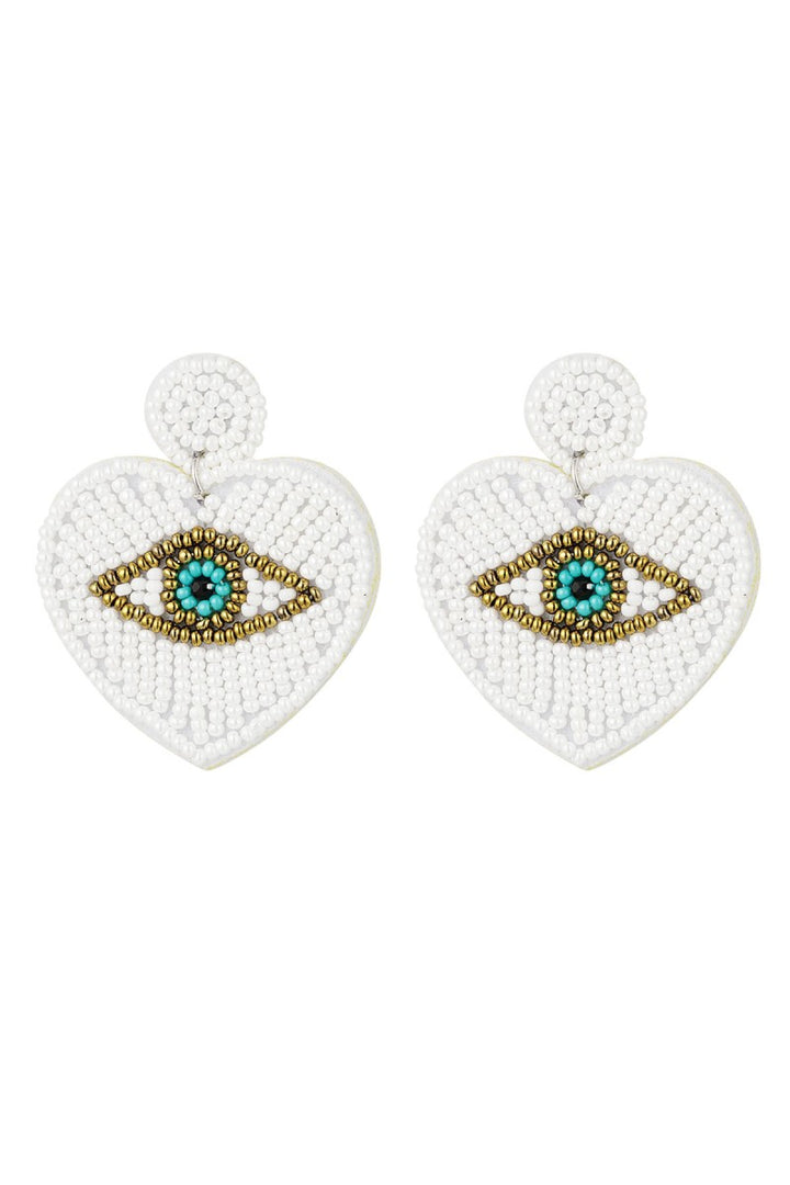 Oorbellen Kralen White Eye