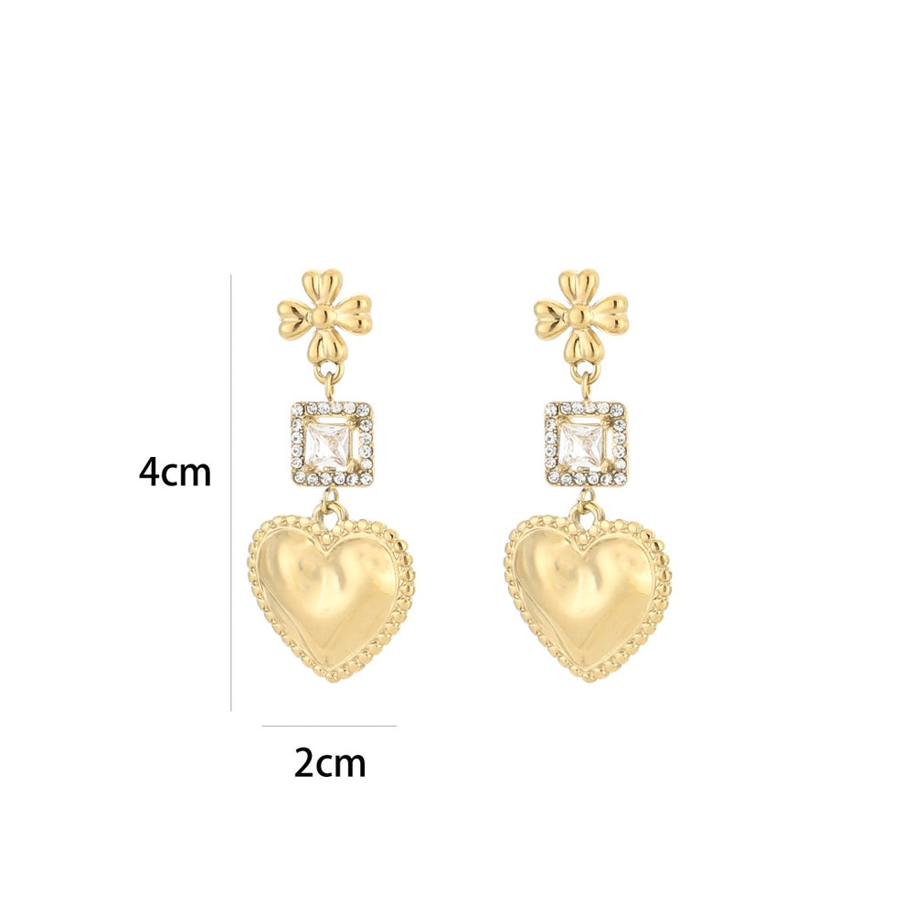 Oorbellen Luxury Strass Heart Wit