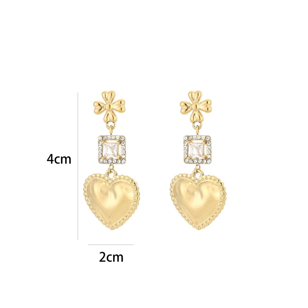 Oorbellen Luxury Strass Heart Wit