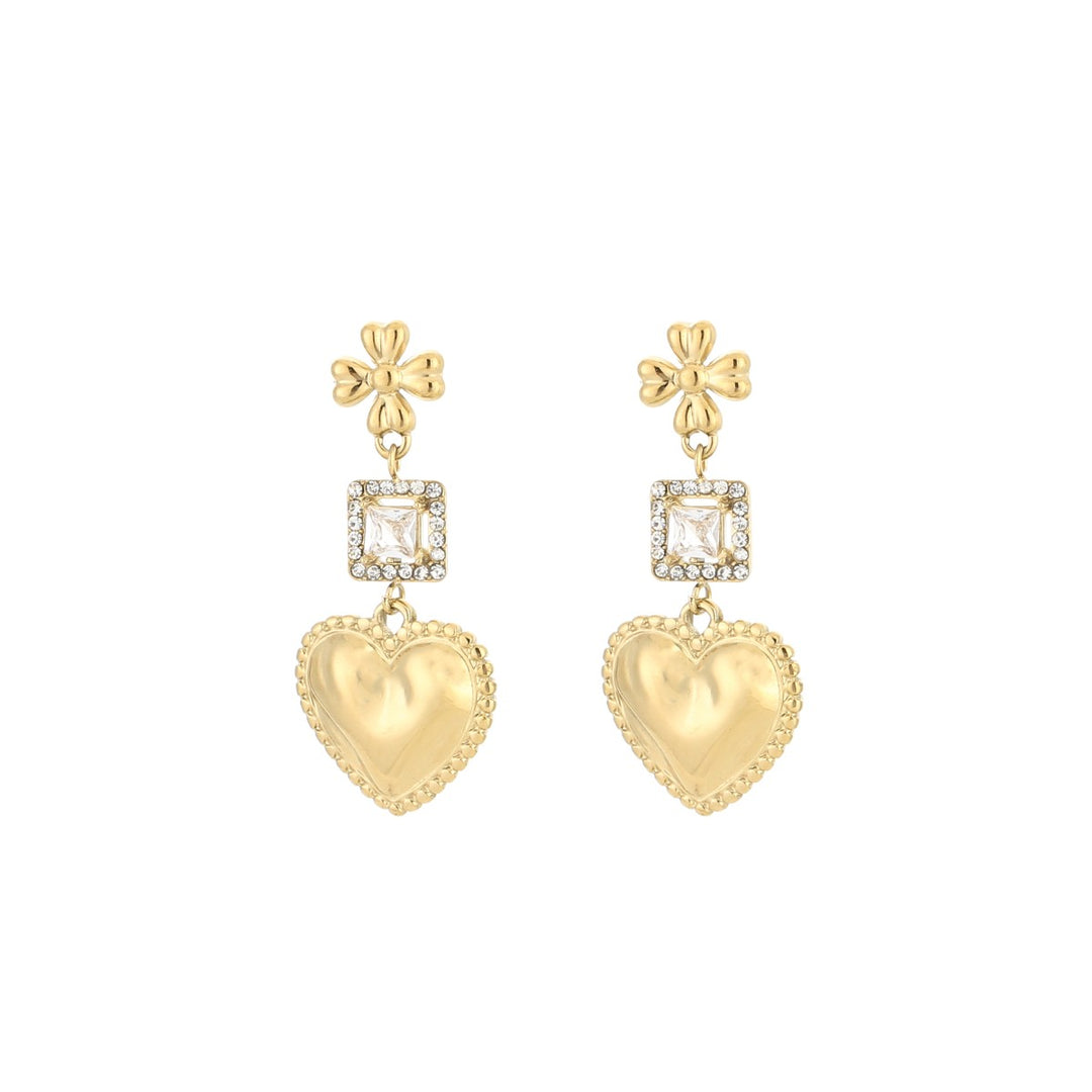 Oorbellen Luxury Strass Heart Wit